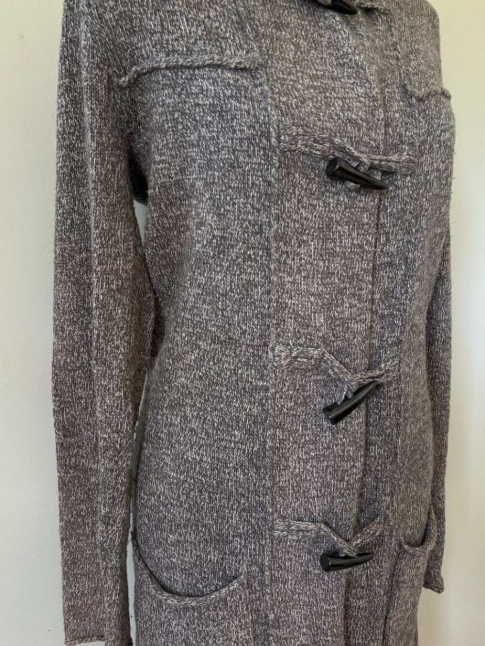 Joie Heather Grey Wool-Blend Hooded Toggle Duster Cardigan โ Size XS Like New - Picture 2 of 7